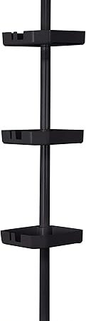 Bath Bliss 4 Tier Tensions Corner Shower Caddy Shelves Adjustable 48“-101? Bathroom Organizer Bathtub and Shower Stall Holds Large Bottles Soap Shampoo Washcloths Matte Black