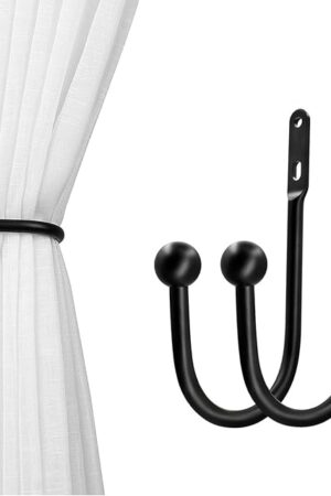 VRSS Wall Mount Curtain Tiebacks Drapery Holdbacks Curtain Holdback Hooks Simple Style (2pcs Black)