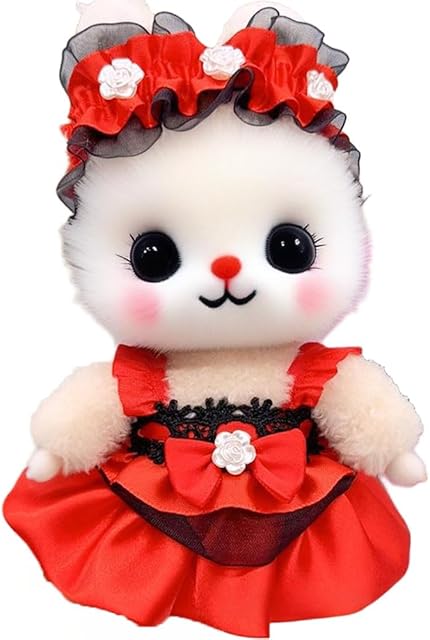 The Clothes Set for 6-7in Popular Blind Box Monsters, Flower Skirt & Flower Headdress Doll Accessories Suit, Cute and Personalized LBB Doll Dress-Up Set (Red Flower Skirt)