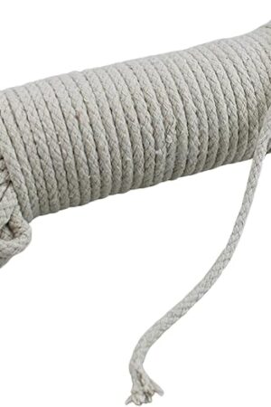 100 Ft Heavy Duty Braided Cotton Rope Clothesline Approximately #6 1/4" 6 mm Multi Purpose Home Boat Camping