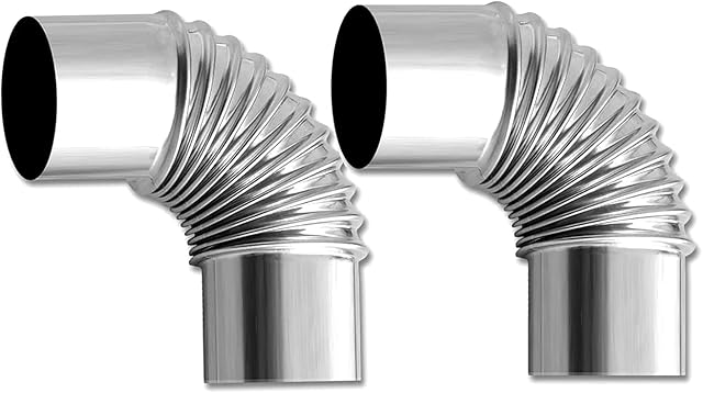 Elbow Pipe 2 PCS 90 Degree Chimney Stainless Steel Flue for Outdoor Camping Wood Stove Diameter 2.36"…