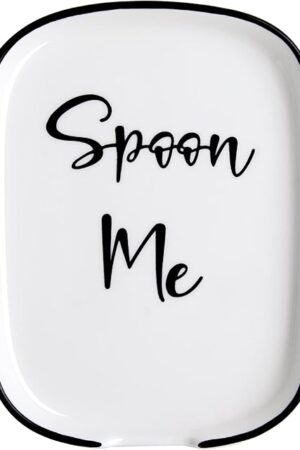 Ceramic Spoon Rest for Stove Top, Large Spoon Holder for Kitchen Counter, White Coffee Spoon Rest, Heat-Resistant Cooking Utensil Rest, Modern Farmhouse Kitchen Décor