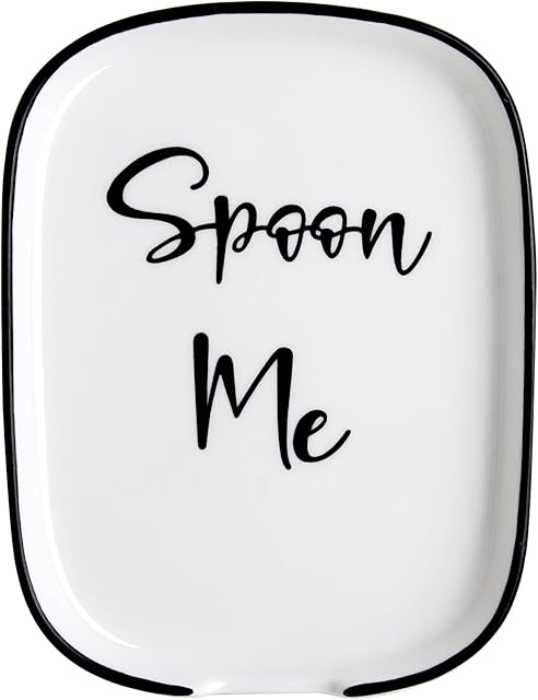 Ceramic Spoon Rest for Stove Top, Large Spoon Holder for Kitchen Counter, White Coffee Spoon Rest, Heat-Resistant Cooking Utensil Rest, Modern Farmhouse Kitchen Décor