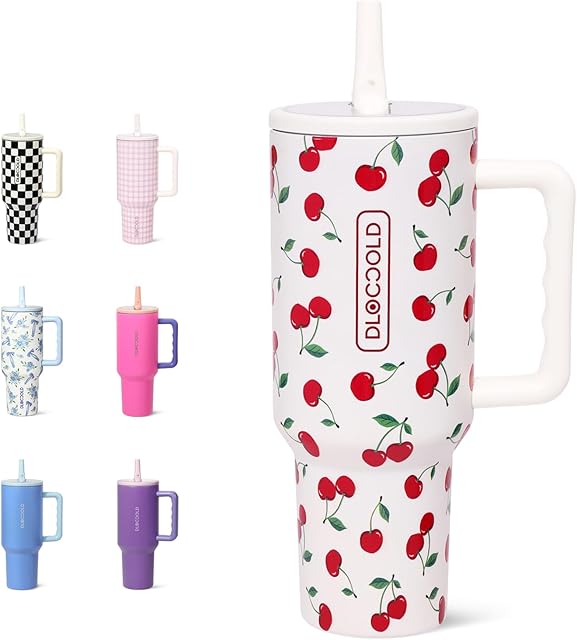 DLOCCOLD 40 oz Tumbler with Handle and Flip Straw, 100% Leak Resistant Leak-Proof Tumbler with Lid and Straw, Insulated Stainless Steel Travel Coffee Mug, Keeps Cold or Hot, Car Cupholder Friendly
