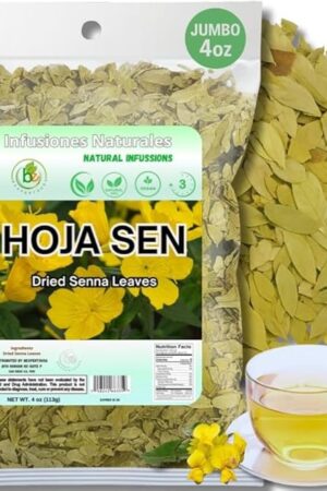 BexpertsUSA Senna Leaf Tea (Hoja de Sen) - 4 oz/113g - 100% Natural | Caffeine-Free | Vegan | Gluten-Free | Herbal Loose Leaf | Dried Senna Leaves
