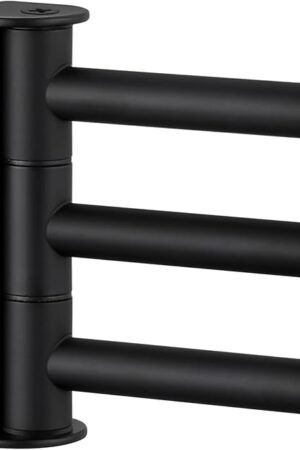 APLusee Wall Mounted Swivel Towel Hook, 304 Stainless Steel Multi Three Rotating Arm, Matte Black