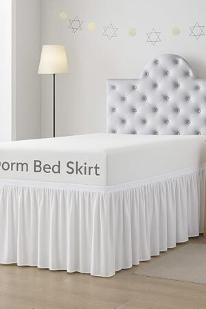Cottingon Dorm Room Bed Skirt, 100% Microfiber, White, Twin XL-36'' Drop