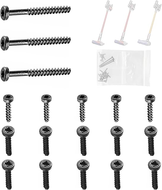 18 Pcs Screws for Dyson V6 V7 V8 V10 V11 Vacuum Cleaner Power Pack/Battery, 3Pcs T8 Long Screw, 5Pcs T8 Short and10Pcs Universal Cross Screw