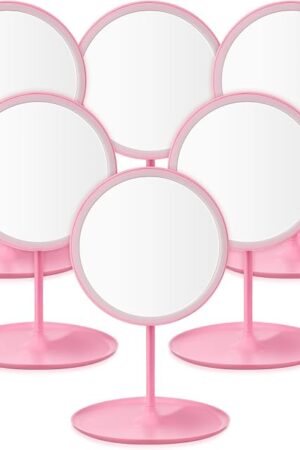 6 Pcs Spa Party Mirror Spa Party Supplies Sleepover Accessory Favors Makeup Mirror for Sleepover Slumber Birthday Favors Gift(Pink)