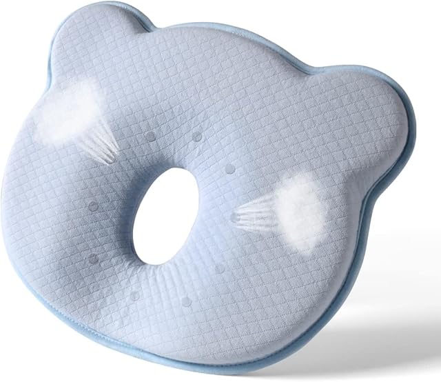 Memory Foam Baby Travel Pillow,Portable Cute Cartoon Bear Soft and Cozy Pillow, Breathable Bedding Set for Infants for Small Boys and Girls Prevent Flat Head