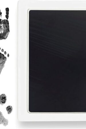 Clean Touch Ink Pad for Baby Handprints and Footprints – Inkless Infant Hand & Foot Stamp – Safe for Babies, Doesn’t Touch Skin – Perfect Family Memory or Gift – Black Print Kit by Tiny Gifts