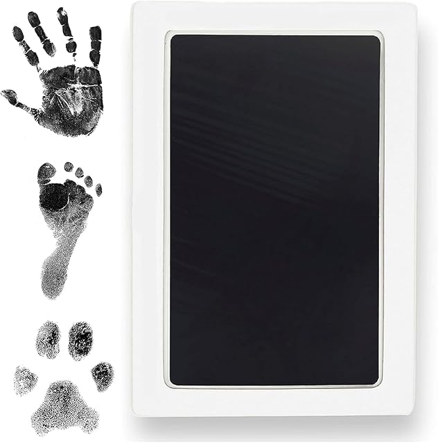 Clean Touch Ink Pad for Baby Handprints and Footprints – Inkless Infant Hand & Foot Stamp – Safe for Babies, Doesn’t Touch Skin – Perfect Family Memory or Gift – Black Print Kit by Tiny Gifts