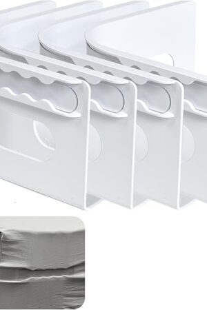 Bed Sheet Holder with Lock Strips - Heavy Duty Bed Sheet Corner Fastener Keep Sheets Firm & Tight, Bed Sheet Holder Straps Fit Any Bed, No More Loose Sheets, Easy Installation - White