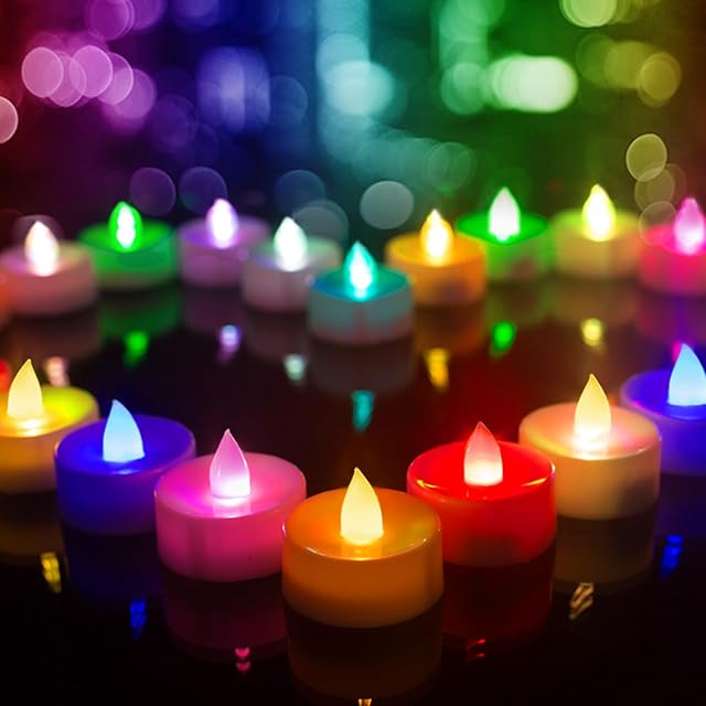 BEICHI LED Tea Lights 24 Pcs Color Changing White Base