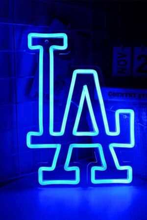 WonderfulLife Dodgers Neon Sign for Garage or Man Cave Decor,Gifts for Men With Dodge Baseball Team Logo,Blue Neon for Party,Bar,Dorm,Office Wall Art and Game Room Deco.