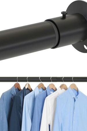 Closet Rod, 25 to 102 inch Adjustable Closet Rods for Hanging Clothes Heavy Duty Closet Hanging Rod, Expandable Closet Poles for Hanging Clothes, Metal Clothing Closet Rods, Black