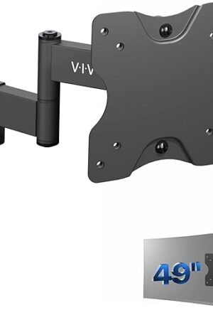 VIVO Full Motion Ultrawide Monitor Wall Mount, Fits Ultra-Wide Screens up to 49 inches and 44 lbs, Tilt and Swivel Arm, Black, MOUNT-VW01M