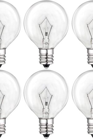 25 Watt Wax Warmer Bulbs,Light Bulbs for Full Size Scentsy Warmer,120V/E12 Base Type G Bulb,Dimmable, Warm White, 6 Packs G40 Bulbs for Candle Lamp