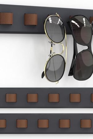 3 Pack Sunglass Organizer, Wall Mounted Sunglasses Organizer, Wooden Glasses Holder Sunglass Holder, Sunglasses Rack for Hanging Your Multiple Eyeglasses, for Wall, Home Decor(Dark Grey)