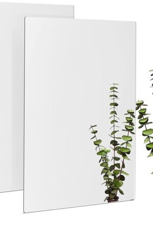 Bright Creations Acrylic Mirrors for Wall - 17 x 11 in, 2 Pack, Clear, Modern - Shatterproof Frameless Mirror Tiles - Bathroom, Bedroom, Kitchen & Home Gym