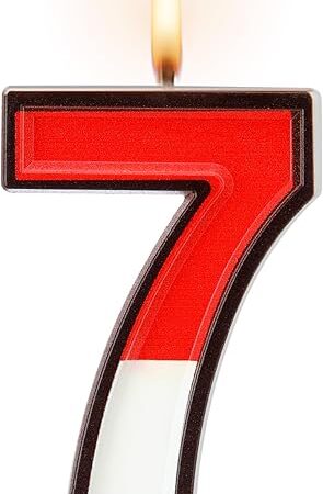 Cartoon Red and White Birthday Cake Candle Numeral Birthday Cake Topper for Animated Decoration Cartoon Party Supplies(Number 7)