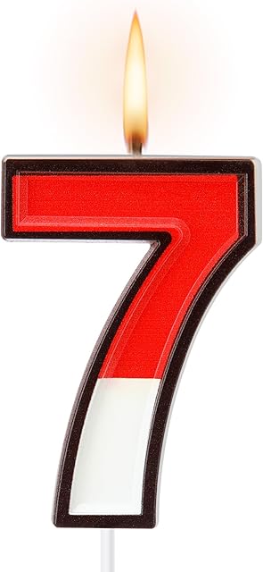 Cartoon Red and White Birthday Cake Candle Numeral Birthday Cake Topper for Animated Decoration Cartoon Party Supplies(Number 7)