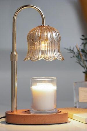 Candle Warmer Lamp with Timer: Adjustable Dimmable Height Adjustable Warming - Flower Shape Wax Lamp Jar Candles No Flame Modern Home Decor Table Lights - Home Living Bedroom