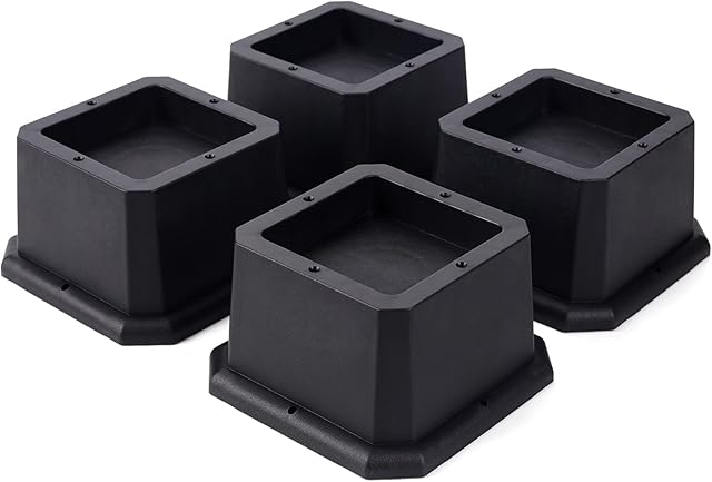 BTSD-home Furniture Risers 2 Inch Bed Risers Heavy Duty Adjustable Dorm Bed Lifts Risers Table Desk Chair Leg Extenders 4 Pack Black