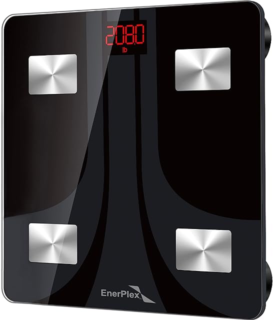 EnerPlex Fit 2020 Model Bluetooth Body Fat Scale, Weight Scales Digital Smart Body Composition Wireless Analyzer BMI Scale Health Monitor with Smartphone APP, 396 lbs BLACK