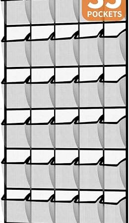 35-Pocket Over the Door Shoe Organizer - Large Mesh Hanging Shoe Rack for Closet, Dorm & Bathroom, HeavyDuty Storage Holder with 4 Metal Hooks, Space Saving Shoe Organizer