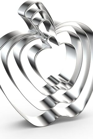 Apple Cookie Cutter Set Large Small Mini - 5 inch, 4 inch, 3 inch, 2 inch - 4 Piece Fruit Cookie Cutters Shapes Fondant Biscuit Clay Mold- Stainless Steel
