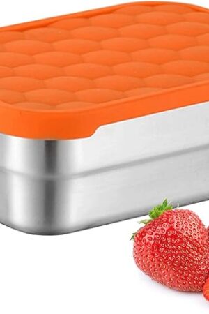 AORAKI Stainless Steel Containers with Lids, Lunch Box Container with Leak Resistant Silicone Lid, Food Storage Bento Box for Snacks, Sandwiches, Fruits, Vegetables, 25oz