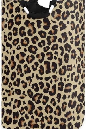 Cheetah Leopard Print Animal Skin Laundry Basket Laundry Hamper Portable Foldable Clothes Organizer with Handles Storage Bag for Kids Room Bathroom Bedroom Utility Room Laundry Room