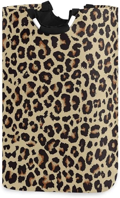 Cheetah Leopard Print Animal Skin Laundry Basket Laundry Hamper Portable Foldable Clothes Organizer with Handles Storage Bag for Kids Room Bathroom Bedroom Utility Room Laundry Room