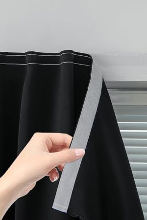Adhesive Blackout Curtains- Self Stick Shades Window Blinds Curtains No Rod Needed Easy to Hang Curtains, Use for Bedroom, Living Room, Dining Room, Kitchen, Home Office, 35"W X 59"L, Black, 1 Panel