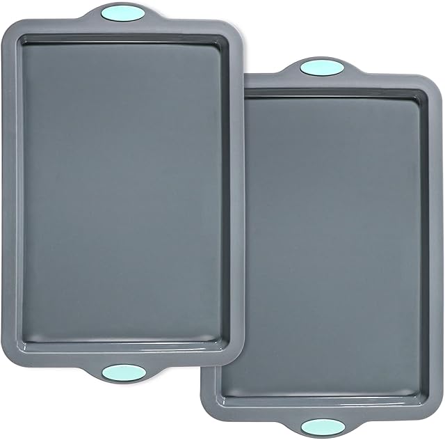 Webake Silicone Sheet Cake Pan, 14 Inch Silicone Sheet Pans 2 Pack Cookie Sheet Jelly Roll Pan Rectangular Cooking Sheet Baking Trays for Oven