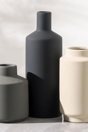 Ceramic Vase Set of 3, Modern Decorative Vases for Home Decor, Small Flower Pottery Vase Sets, Boho Farmhouse Rustic Vases for Living Room, Kitchen, Bedroom, Bathroom, Shelf, Table