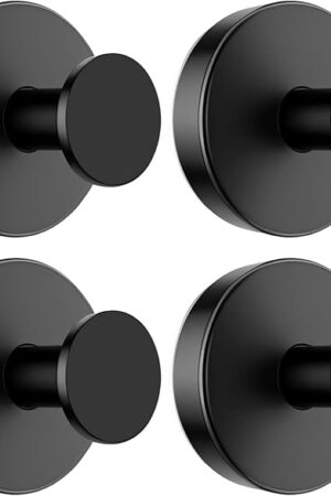 BKV Suction Cup Hooks Metal Towel Hooks 4 Pack Black