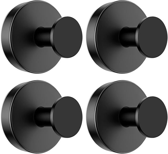 BKV Suction Cup Hooks Metal Towel Hooks 4 Pack Black
