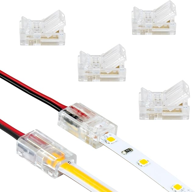 White/Single Color LED Wire to Tape Connector - 6 Pack