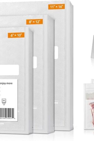 Wevac Vacuum Sealer Bags, 150 Gallon 11" x 16", and Quart 8" x 12" and Pint 6" x 10", 5 Liquid Block Bags & 5 Bone Guard Pieces, Heavy Duty for Food Storage, Sous Vide & Meal Prep, Wevac