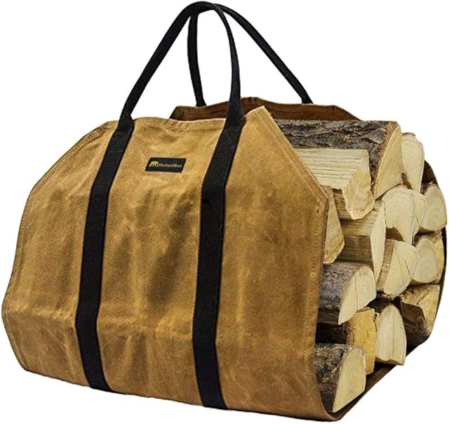 Waxed Canvas Firewood Log Carrier