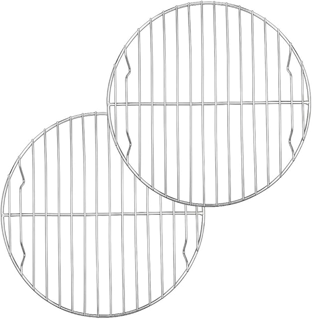 E-far 9 Inch Round Canning Steaming Racks, Stainless Steel Round Baking Cooling Rack Set of 2, Multi-Purpose for Air Fryer Pressure Cooker, Dishwasher Safe