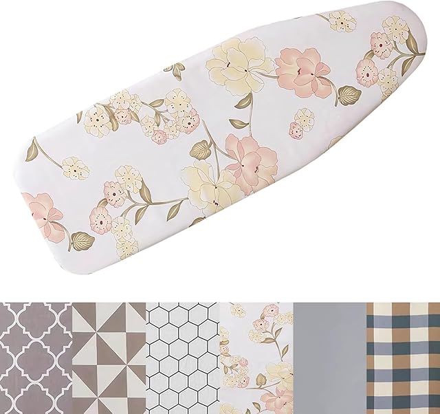 Cotton Ironing Board Cover,35x12in 39x13in 43x13in 47x15in Ironing Board Cover and Pad Standard Size Homes Iron Board Cover Ironing Cover and Pad(Light Yellow,47x15in)