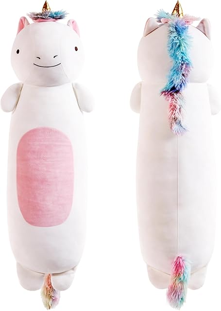 36" Long Rainbow Unicorn Plush Body Pillow, Cute Stuffed Animal, Squishy Soft Plushies Toy, Gifts for Kids Girls and Boys, Birthday