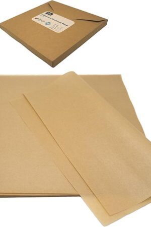BakeChoice 12" x 12" Parchment Paper Square Kraft Deli Wrap Sheets (100 Pack) - Food Liners for Trays, Baskets - Ideal for Air fryer, Oven, Microwave, Restaurant Supplies for Sandwiches, Fried Snacks