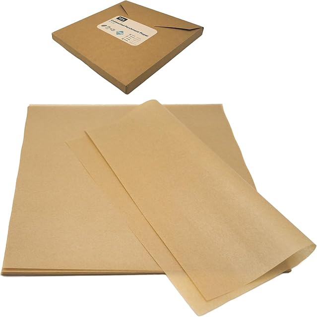 BakeChoice 12" x 12" Parchment Paper Square Kraft Deli Wrap Sheets (100 Pack) - Food Liners for Trays, Baskets - Ideal for Air fryer, Oven, Microwave, Restaurant Supplies for Sandwiches, Fried Snacks