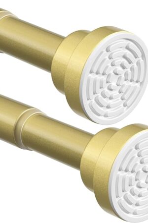 2Pack Gold Tension Curtain Rods 31-63 Inches, No-Drill Adjustable Spring Shower Rod Set for Bathroom, Window, Closet & Room Divider