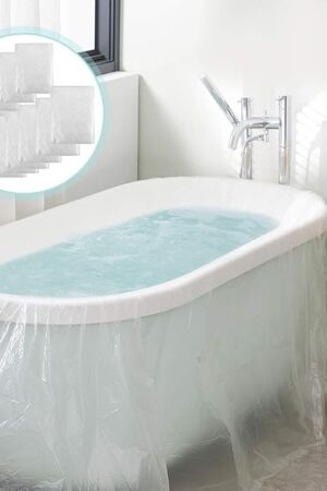 AGPTEK 12 Pack Disposable Bathtub Cover Liner, Large Bathtub Liner Plastic Bag for Salon, Household and Hotel Bath Tubs (102 x47 Inch)