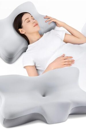 Cervical Neck Pillow for Pain Relief, Ergonomic Contour Memory Foam Pillows, Cooling Side Sleeper Pillow for for Neck Support, Orthopedic Pillow for Back Stomach Sleepers with Breathable Pillowcase